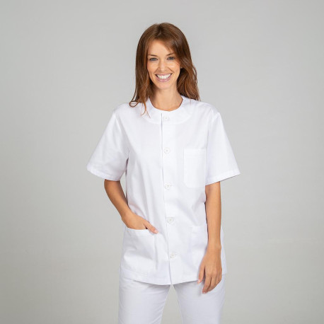 BLUSA SANITARIO UNISEX ABOTONADA BLANCA