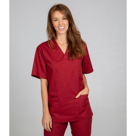 BLUSA SANITARIO UNISEX PICO BOTONES BLANCA COLORES