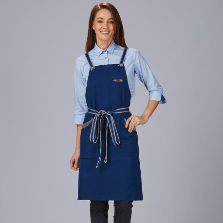 DELANTAL CON PETO MARINO BICOLOR CINTA RAYAS 86X74CM